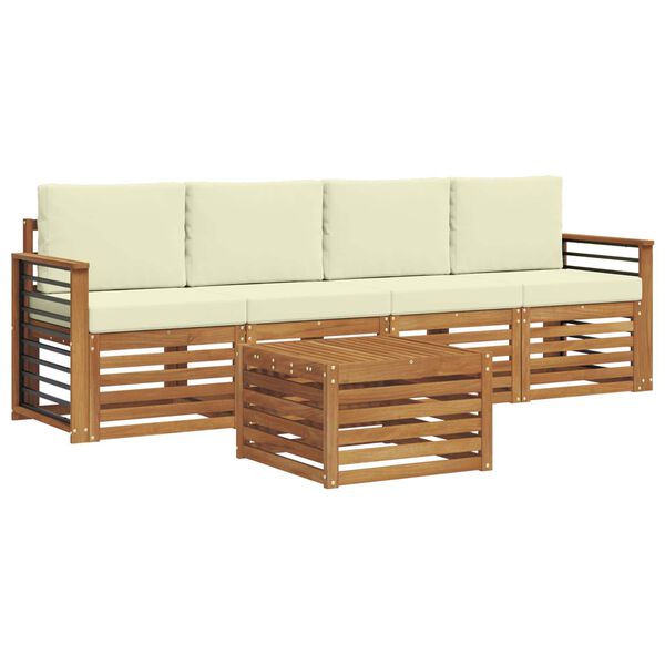 vidaXL Ensembles de canap&eacute;s avec coussin 5 pcs Naturel et Cr&egrave;me