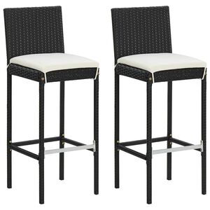 vidaXL Tabourets de bar de jardin et coussins lot de 2 r&eacute;sine tress&eacute;e