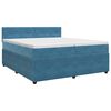 vidaXL Lit boxspring avec matelas Bleu fonc&eacute; 200 x 200 cm Velours