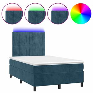 vidaXL Sommier &agrave; lattes de lit avec matelas LED Bleu fonc&eacute; 120x200 cm