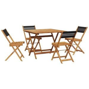 vidaXL Ensemble &agrave; manger de jardin 5pcs noir polypropyl&egrave;ne bois massif