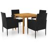 vidaXL Ensemble &agrave; manger de jardin 5 pcs Noir