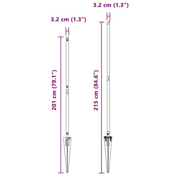 vidaXL Poteau de clôture. Autre 26 pcs Argent 3.2 x 3.2 x 170 cm Acier