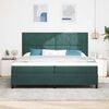 vidaXL Lit à ressorts avec matelas Vert foncé 200 x 200 cm tissu