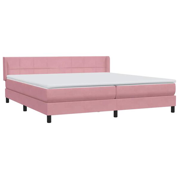 vidaXL Sommier &agrave; lattes de lit avec matelas rose 200x210 cm velours