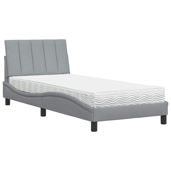 vidaXL Lit avec matelas Hanko gris clair 80x200 cm tissu