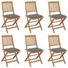 vidaXL Chaises pliables de jardin lot de 6 avec coussins Bois d'acacia