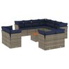 vidaXL Salon de jardin avec coussins 12 pcs gris r&eacute;sine tress&eacute;e