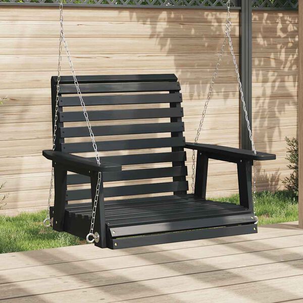 vidaXL Chaise balan&ccedil;oire de jardin cha&icirc;nes en m&eacute;tal bois massif sapin