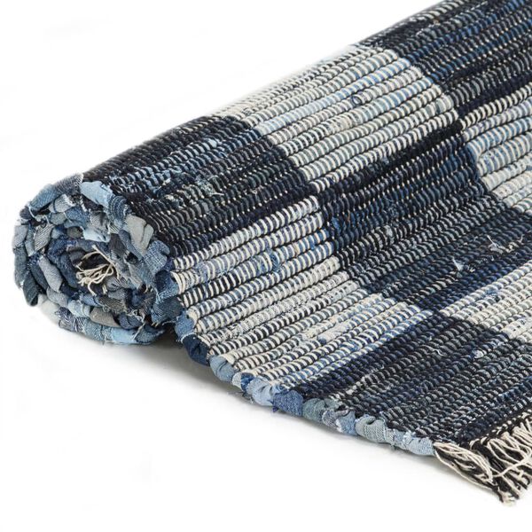 vidaXL Tapis Chindi tissé à la main Denim 160x230 cm Bleu