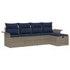 vidaXL Ensemble de canap&eacute; de jardin 5 pc Gris et marine polyrotin
