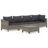 vidaXL Salon de jardin 5 pcs avec coussins Gris R&eacute;sine tress&eacute;e