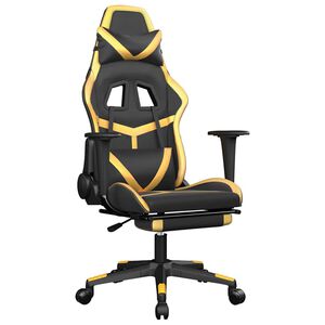 vidaXL Chaise de jeu de massage avec repose-pied Noir&Dor&eacute; Similicuir