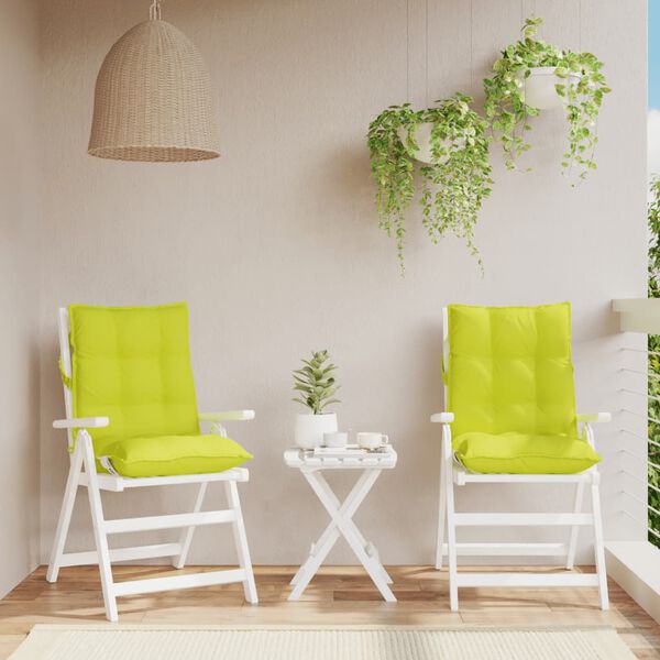 vidaXL Coussins de chaise &agrave; dossier bas lot de 2 vert vif