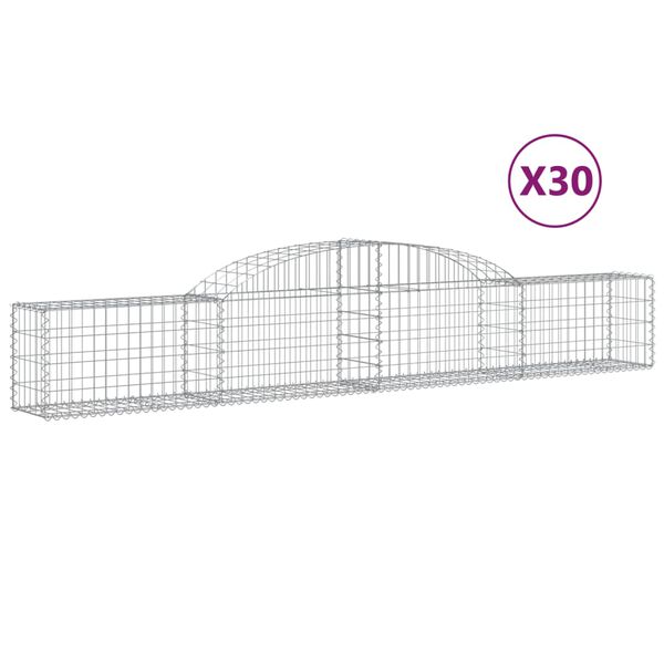 vidaXL Paniers &agrave; gabions arqu&eacute;s 30 pcs 300x30x40/60 cm fer galvanis&eacute;
