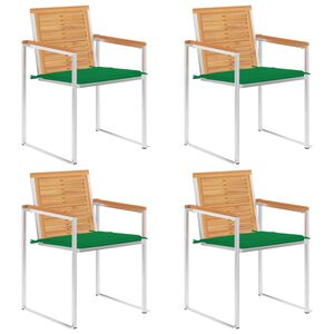 vidaXL Chaises de jardin lot de 4 avec coussins Bois de teck massif