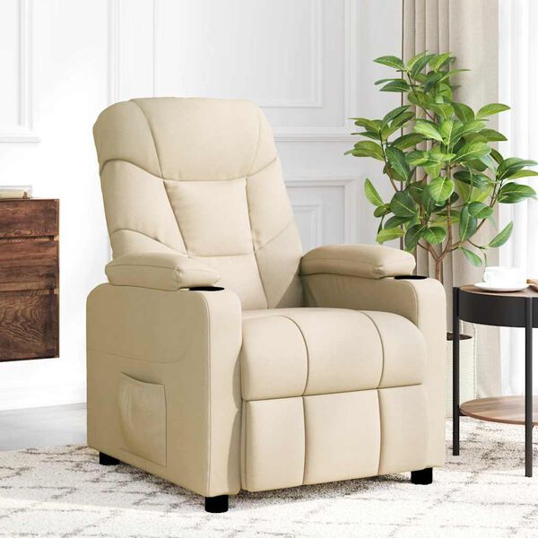 vidaXL Fauteuil de massage Cr&egrave;me Tissu