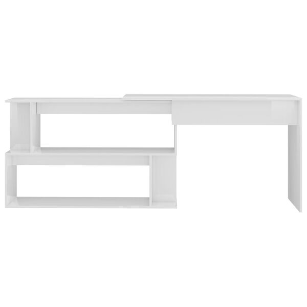 vidaXL Bureau d'angle Blanc brillant 200x50x76 cm Bois d’ingénierie