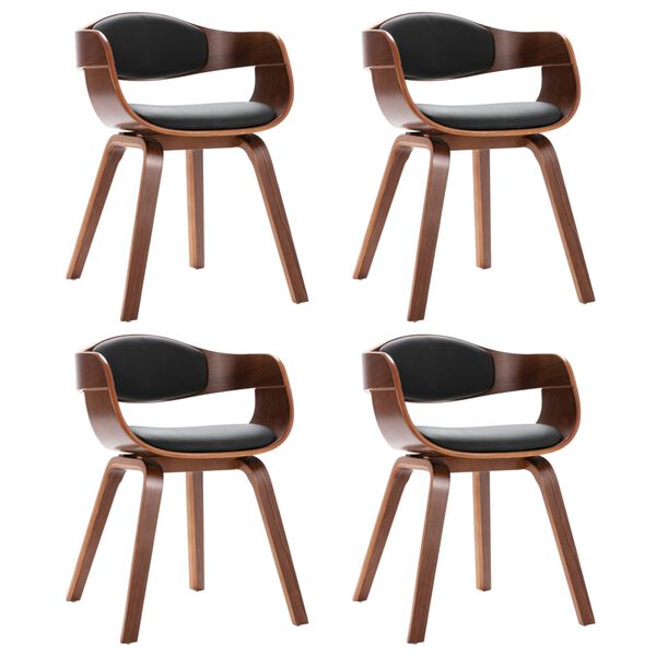 vidaXL Chaises à manger lot de 4 bois courbé et similicuir