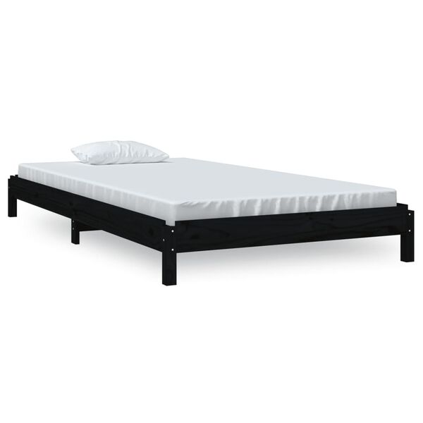 vidaXL Lit empilable sans matelas noir 80x200 cm bois massif de pin