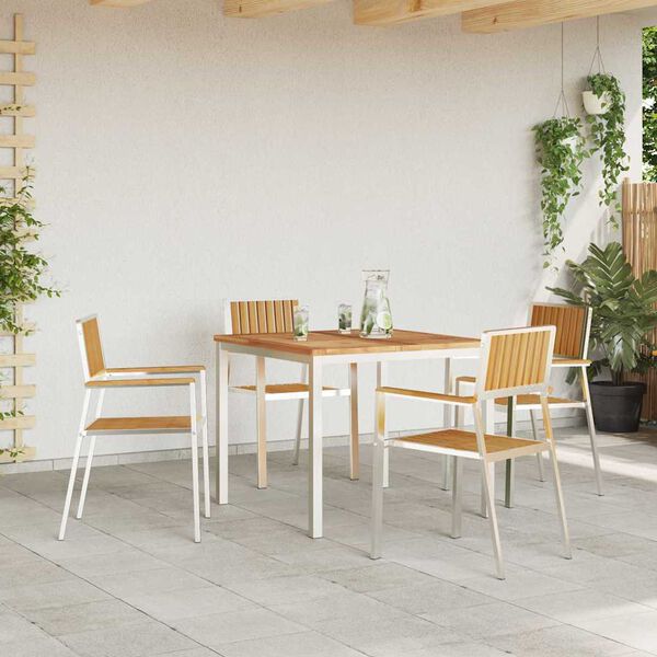 vidaXL Ensemble de repas ext&eacute;rieur 5 pcs Marron Bois de teck massif