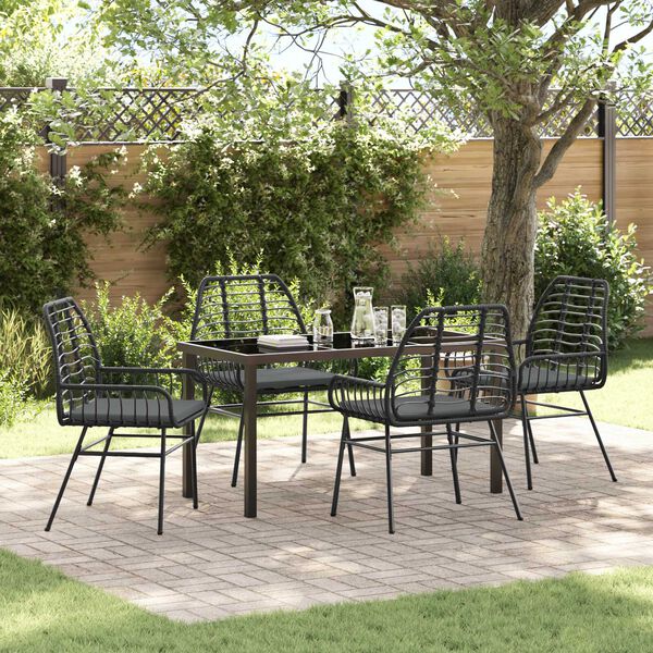 vidaXL Ensemble de salle &agrave; manger pour jardin 5 pcs Noir polyrotin