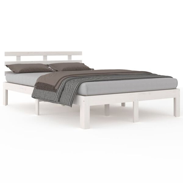 vidaXL Cadre de lit sans matelas blanc bois massif 200x200 cm