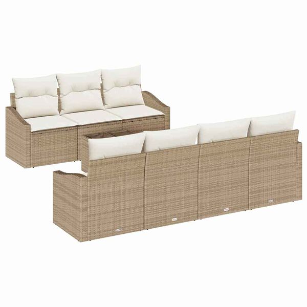 vidaXL Ensemble de Canap&eacute;s avec coussin 8 pcs Beige et cr&egrave;me polyrotin