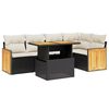 vidaXL Salon de jardin 6 pcs avec coussins noir r&eacute;sine tress&eacute;e