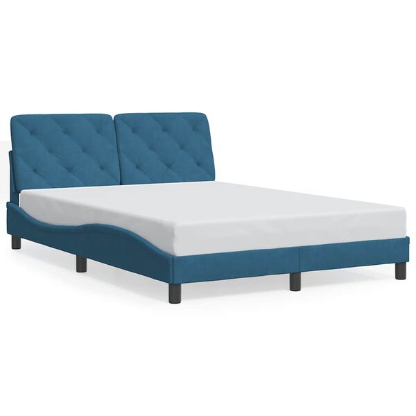 vidaXL Cadre de lit sans matelas bleu 140x190 cm velours