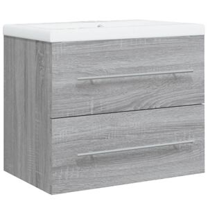vidaXL Meuble lavabo avec bassin int&eacute;gr&eacute; Sonoma gris Bois d'ing&eacute;nierie