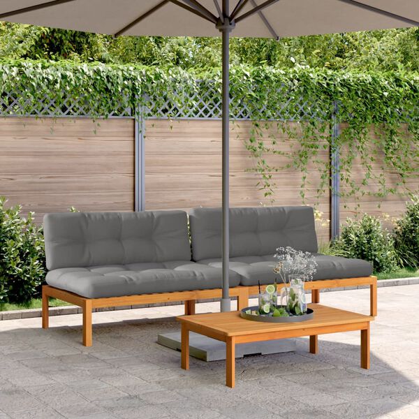 vidaXL Canap&eacute;s centraux palette de jardin et coussins 2pcs bois acacia