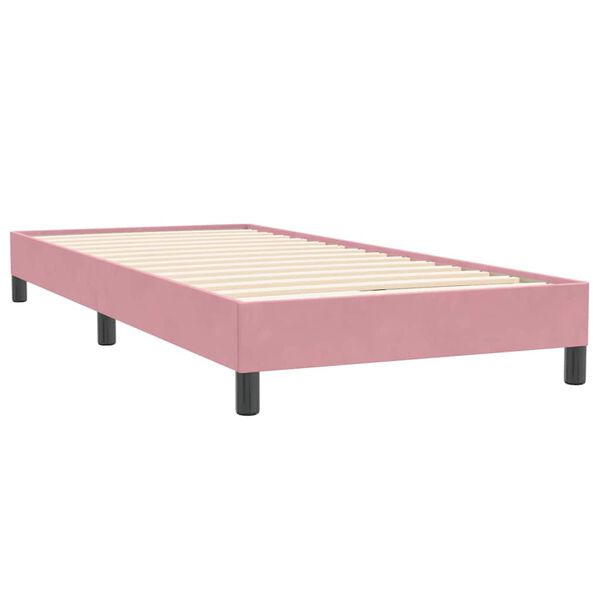 vidaXL Sommier &agrave; lattes de lit avec matelas rose 80x220 cm velours