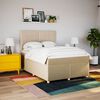 vidaXL Sommier &agrave; lattes de lit avec matelas Cr&egrave;me 140x200 cm Tissu