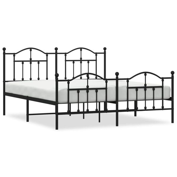 vidaXL Cadre de lit m&eacute;tal sans matelas avec pied de lit noir 180x200cm