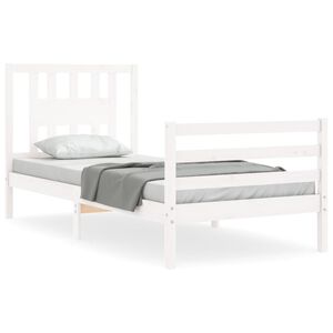 vidaXL Cadre de lit sans matelas blanc bois massif
