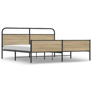 vidaXL Cadre de lit en m&eacute;tal sans matelas ch&ecirc;ne fum&eacute; 150x200 cm
