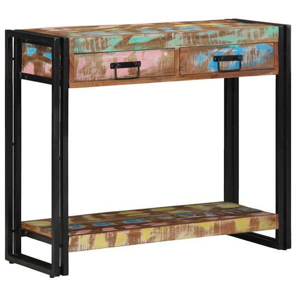 vidaXL Table console Multicolore 90 x 33 x 75 cm Bois Recycl&eacute; Solide