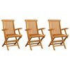 vidaXL Chaises de jardin avec coussins taupe lot de 3 Bois teck massif