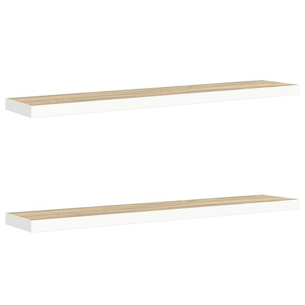 vidaXL &Eacute;tag&egrave;res flottantes 2 pcs ch&ecirc;ne et blanc 120x23,5x3,8 cm MDF