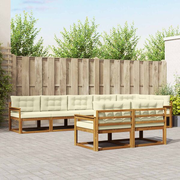vidaXL Ensemble de canap&eacute;s d'ext&eacute;rieur 8 pcs Naturel et Cr&egrave;me