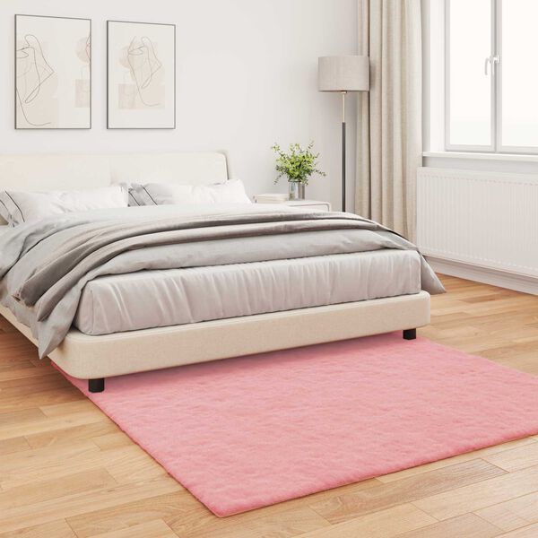 vidaXL Tapis en Fourrure Synth&eacute;tique de Lapin Olite Rose 120 x 120 cm