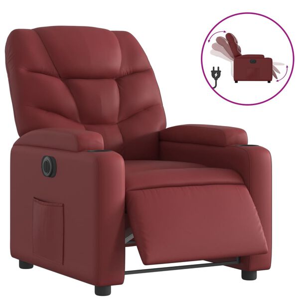 vidaXL Fauteuil inclinable électrique Rouge bordeaux Similicuir