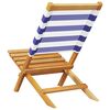 vidaXL Chaises de jardin lot de 2 bleu/blanc bois acacia massif tissu