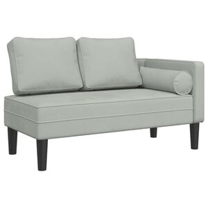 vidaXL Chaise longue avec coussins gris clair velours