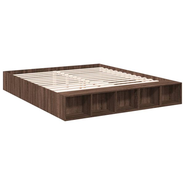 vidaXL Cadre de lit sans matelas ch&ecirc;ne marron 200x200 cm