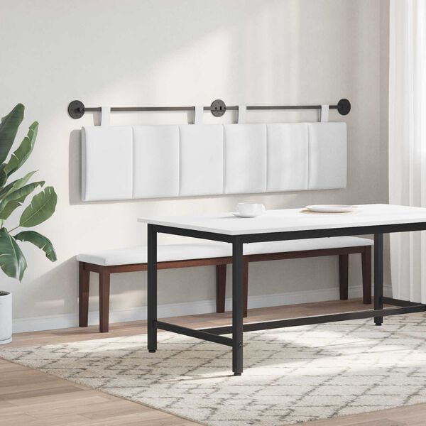 vidaXL T&ecirc;te de lit suspendue Montage mural Blanc 190 x 55 x 5 cm tissu