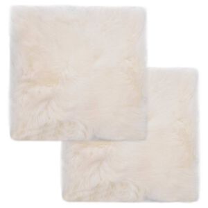 vidaXL Coussins de chaise lot de 2 Blanc Peau de mouton v&eacute;ritable