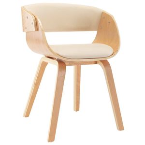vidaXL Chaise &agrave; manger Cr&egrave;me Bois courb&eacute; et similicuir