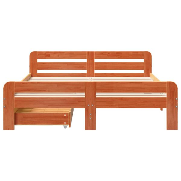 vidaXL Cadre de lit sans matelas cire marron 140x190cm bois pin massif